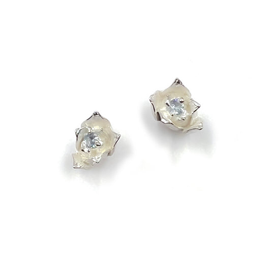 Small Silver Aquamarine Sedum Studs