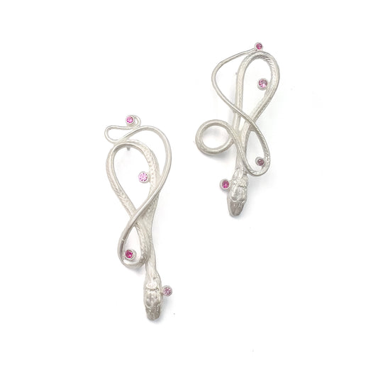 Medium Ruby Tourmaline Serpentine Earrings