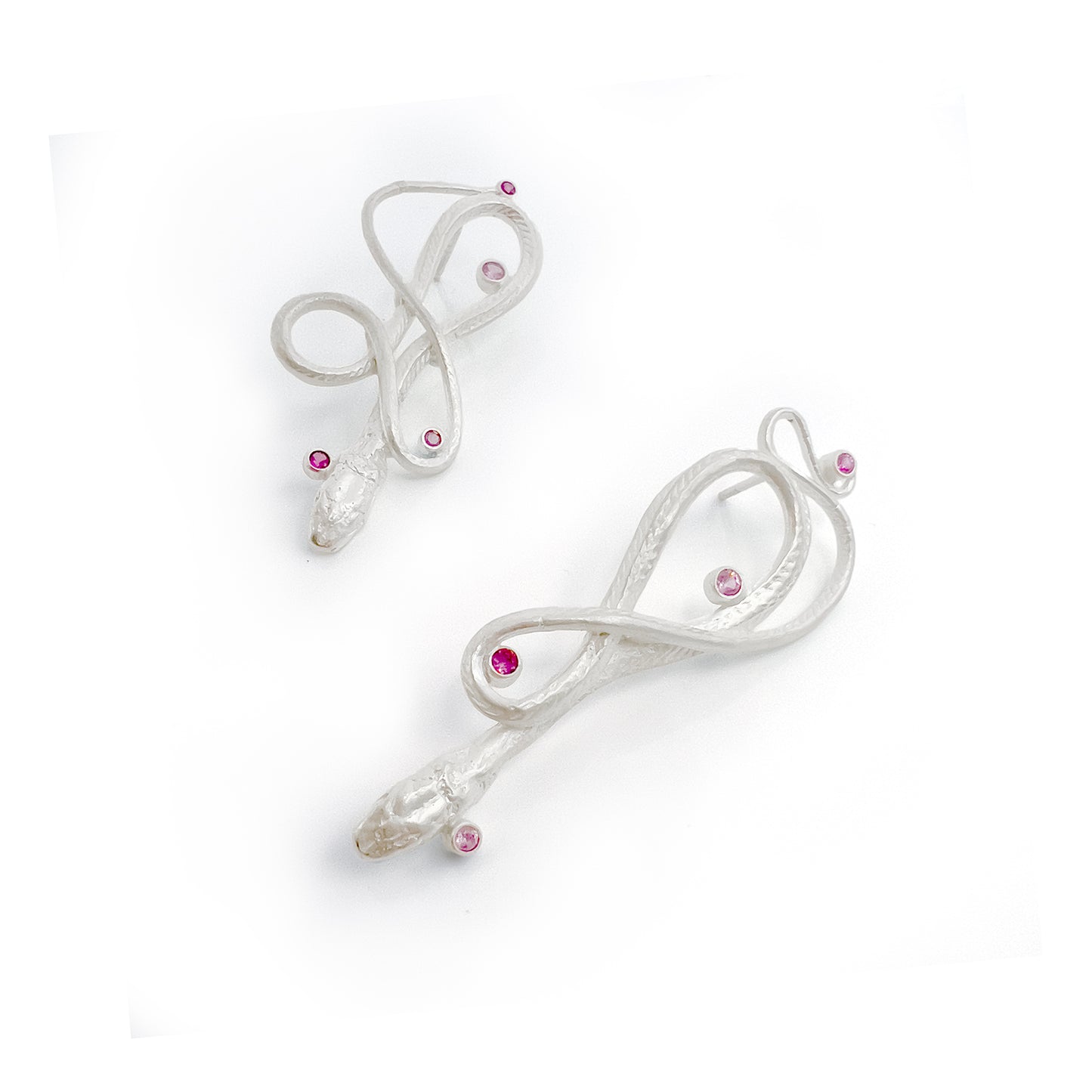 Medium Ruby Tourmaline Serpentine Earrings