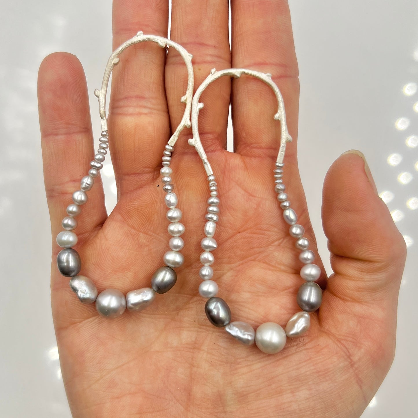 Large Grey Pearl Maxima Earrings